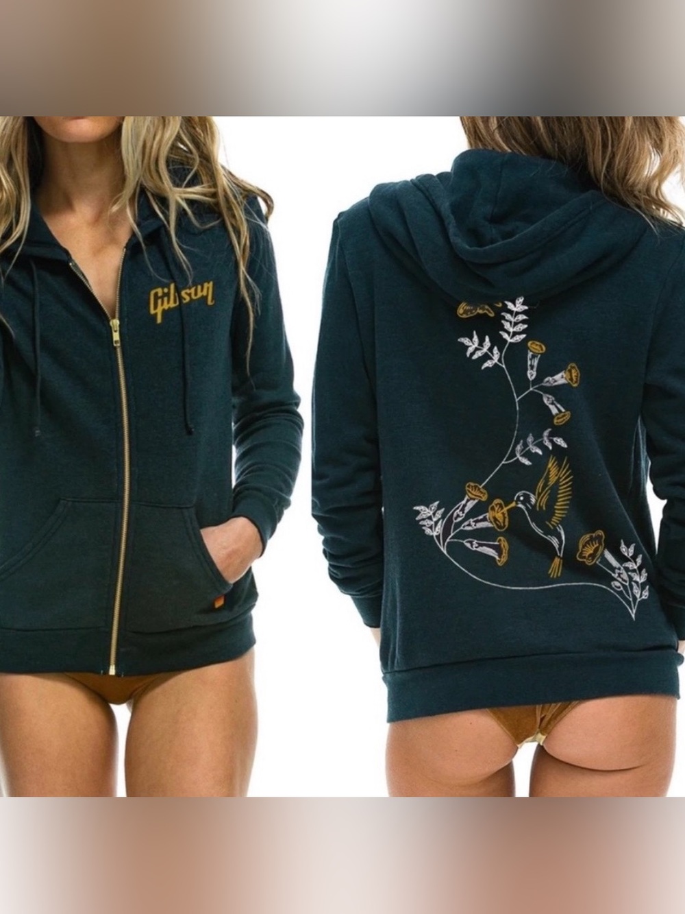 Aviator Nation Gibson Hummingbird Hoodie – Charcoal – XS